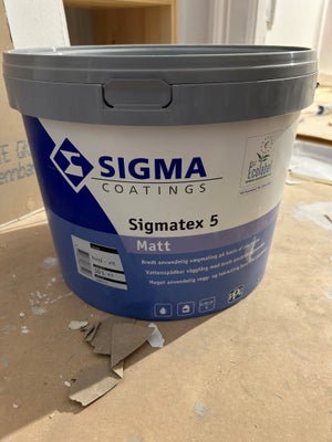 Væg- og loftmaling, Sigma Coatings Sigmatex 5 Matt, 10  liter, Hvid, Væg -og loftsmaling på basis af