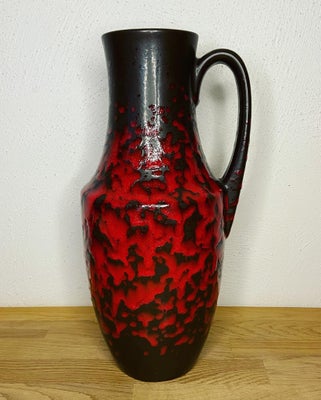 Keramik, Gulvvase, Scheurich, Super fed West Germany gulvvase ( 407/35 ) i sortbrun med rød løbeglas