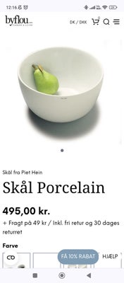 Porcelæn, Skål, Piet Hein, Stor smuk skov 14,5x26 cm.