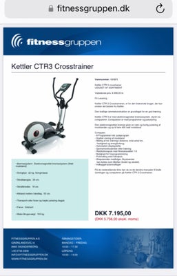 Crosstrainer, Stepmaskine med stort svinghjul, Kettler CTR3, Flot og funktionel crosstrainer fra Ket
