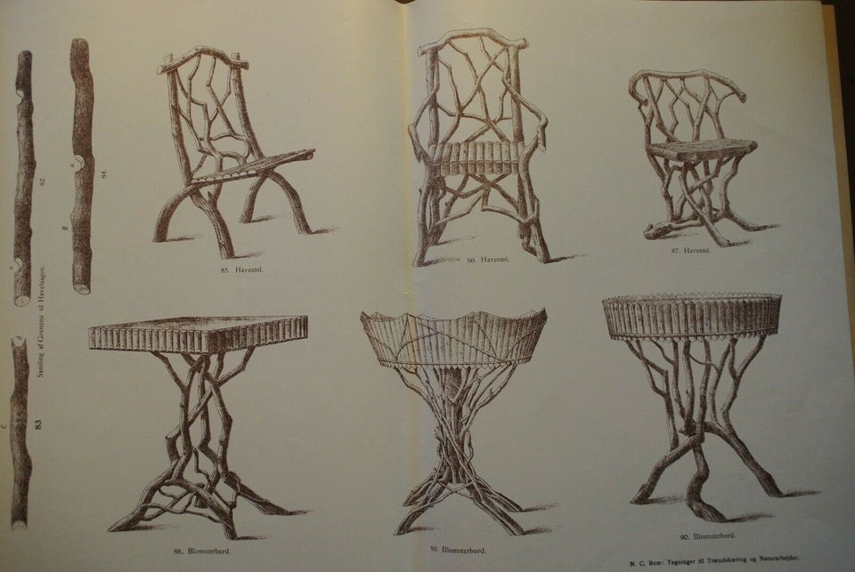 tegninger til træudskæring og naturarbejder , af n. c. rom,