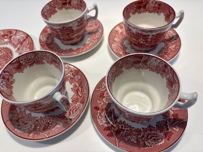 Fajance, Kopper, Enoch Woods English Scenery porcelæn, Fine engelske te eller kaffe kropper med unde