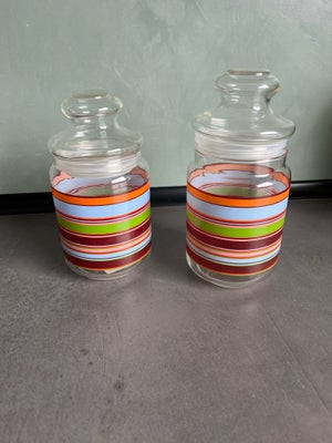 Glas, Opbevaringsglas, Opbevaringsglas 13 cm høje med tætsluttende låg.