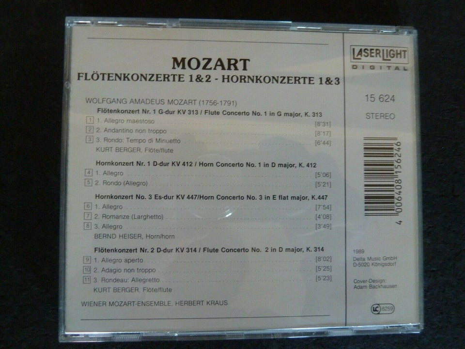 Mozart: Fløjtekoncert 1&2 Hornkoncert 1&2, klassisk