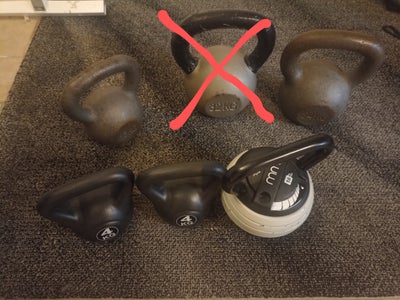 Kettlebell, 1x23kg, 1x18kg(adjustable weights), 1x16kg, 2x4kg

Can be delivered and sold separately!