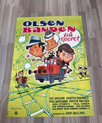 Original Olsen Banden biografplakat, Aage Lundvald, motiv: Olsen Banden på sporet , b: 61,8 h: 84,7,