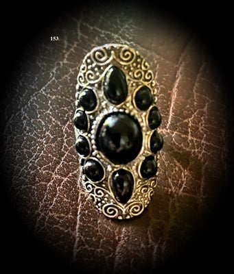 Fingerring, sølv, * Sterlingsølv; Lækker ring - med sorte Turquoise, * Sterlingsølv; Lækker ring - m