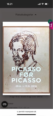 Udstillingsplakat, Picasso, motiv: Selvportræt, Plakat af Pablo Picasso “Picasso før Picasso. Selvpo