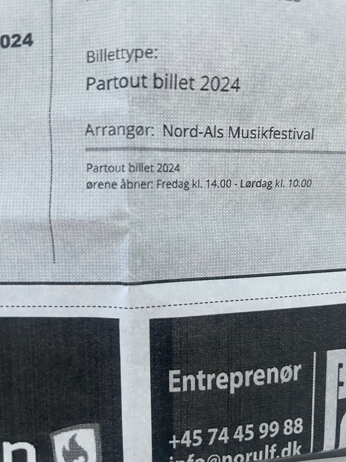 Billet til Nord-Als Musikfestival 2024
