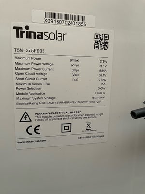 Solcelle, Komplet mini anlæg. Growatt 1,5 kWh inverter kan klare 1,95 kWh samt 7 x275W Trinasolar pa