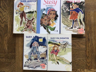 5 Susy bøger, Grethe Stevns, Susy Rødtop
Susy og Solvejg
Susy & Co.
Susy, hun kan
Susy på eventyr

P