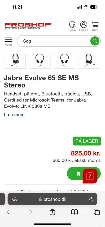 headset hovedtelefoner, Jabra, Evolve 65 SE