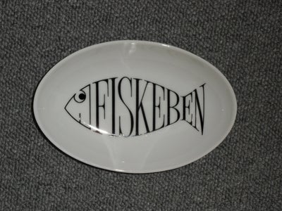 Porcelæn, Fisk. Fiskeben. Asiet. Skål, B&G, Lille asiet/skål til FISKEBEN eller måske citronbåde.
Hv