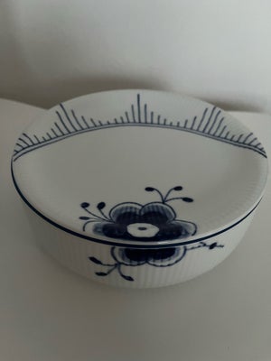 Porcelæn, Opbevaringskrukke/ skål med låg, Royal Copenhagen, Blå mega riflet. Helt ny, aldrig brugt.