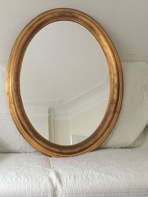 Entrespejl, b: 62 h: 80, Ovalt messing spejl (malet træramme) i fin stand sælges.