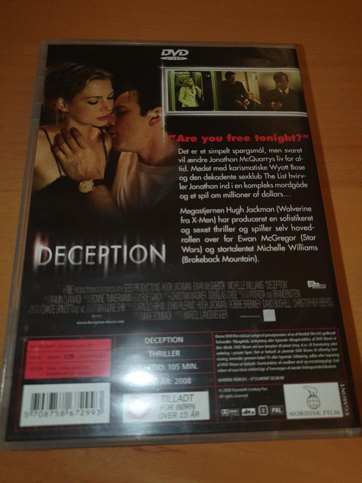 Deception - Hugh Jackman, DVD, andet