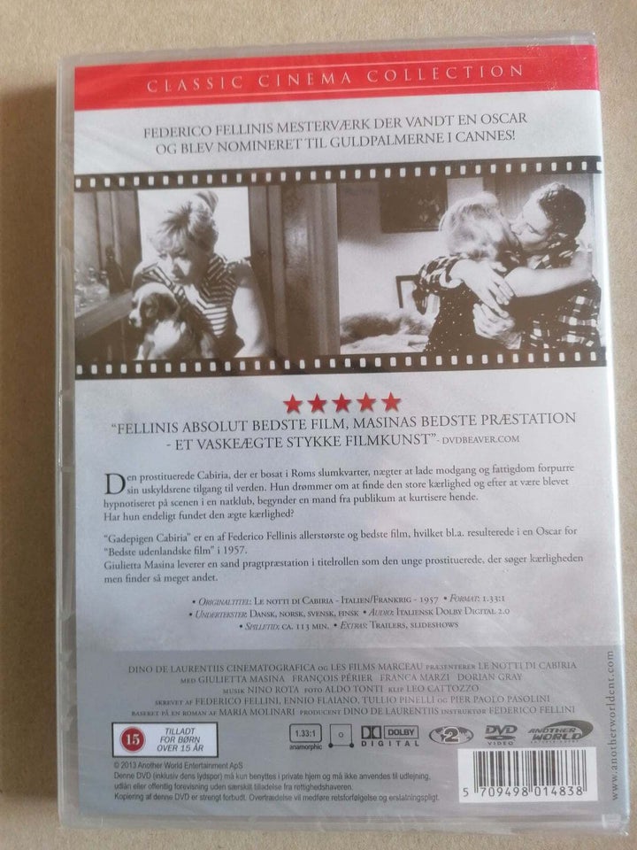 Gadepigen Cabiria, instruktør Federico Fellini, DVD