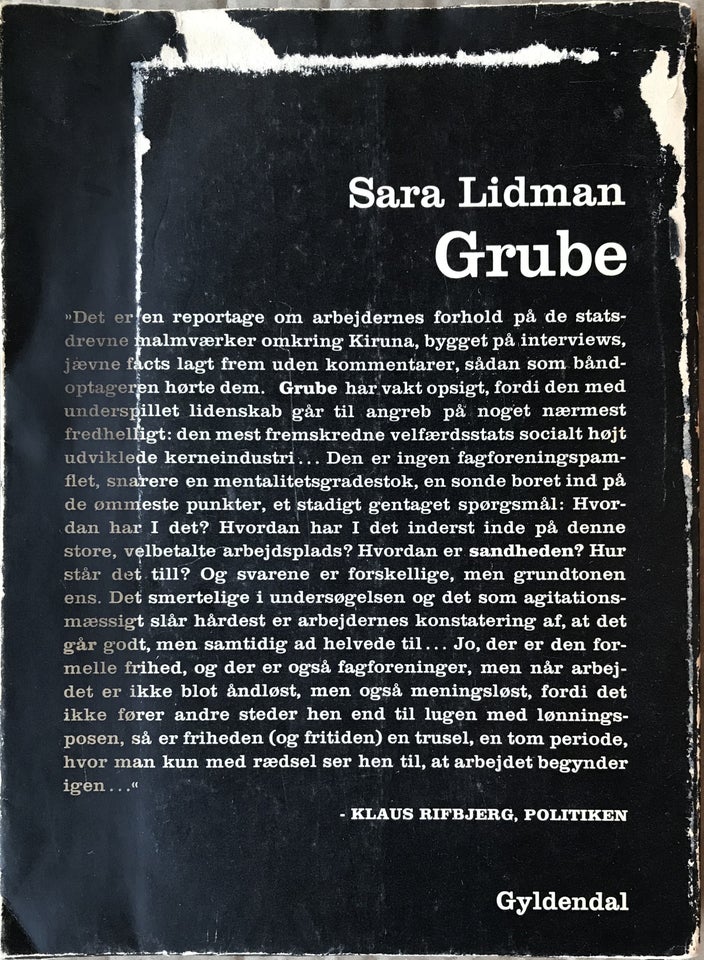 Grube, Sara Lidman, emne: historie og samfund