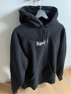 Hættetrøje, SUPREME, str. M,  Sort,  Ubrugt, Supreme Bandana box logo hoodie. 