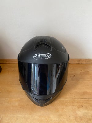 Hjelm, NEX-RACING, str. Large, Sort, Styrthjelm Flip-up NEX Racing H271 med Bluetooth og solbrille, 
