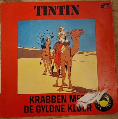 Grammofonplader, TINTIN - Krabben med de gyldne klørr, Vinylplade 33 omd. god men lettere slidt