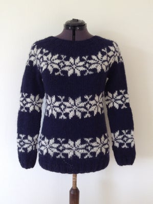 Sweater, FruStrik, str. findes i flere str., Mørkeblå med hvide stjerner, Islandsk uld, Ubrugt, FruS