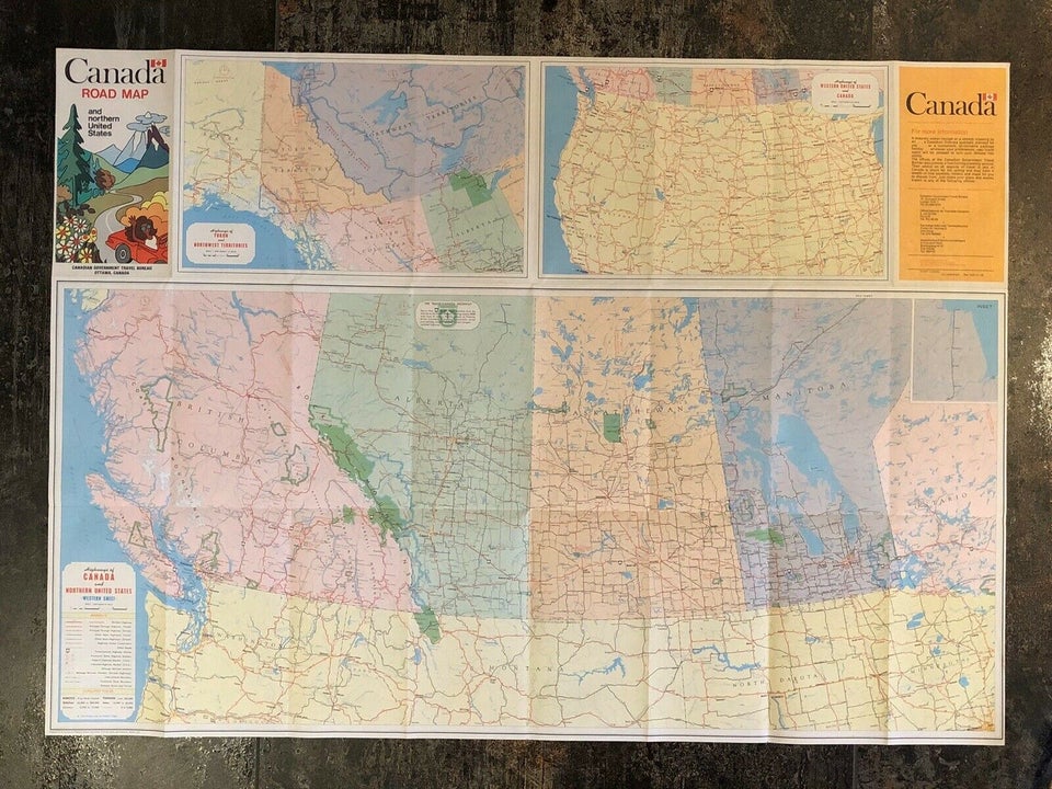 Landkort, 50 år gl. CANADA ROAD MAP