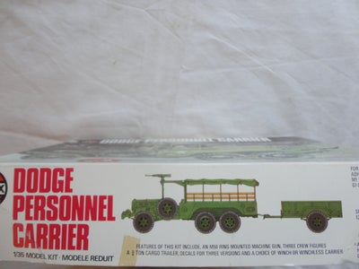 Modellastbil, DODGE 1½ TON

- ubrugt
- 1/35
- model kit
- Airfix - 08363-2
- Dodge Personnel Carrier