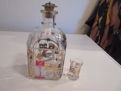 Glas, Juleflaske 1992 - 1 dramglas, Holmegård, 
Firkantet karaffel med buet top, lille hals med tilh