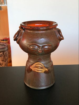 Keramik, Pottedame pottehoved keramikdame, Kis’s Lunn - keramikpige urtepotteskjuler, Håndlavet retr