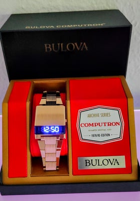 Herreur, Bulova, Bulova computron led ur
Guld med blå display unik findes ikke i deres serie men lev