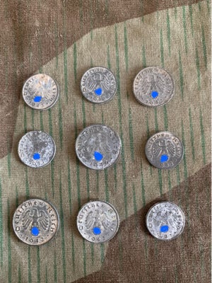 Emblemer, Tysk WW2 - Mønter, Tysk effekt fra 2. Verdenskrig. 100% original med garanti!

Tysk mønter