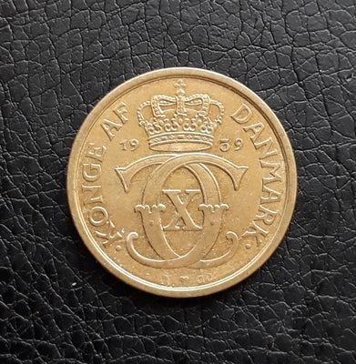 Danmark, mønter, ½ Kr 1939 i flot kvalitet.
