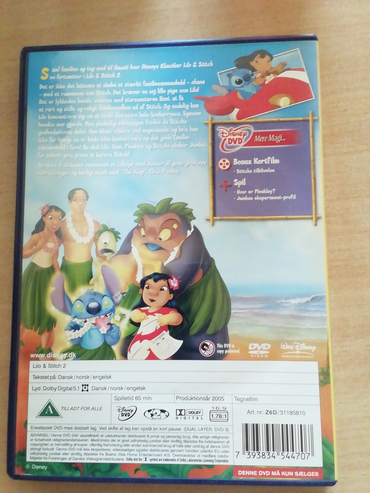 Lilo og Stitch 2, instruktør Walt Disney, DVD