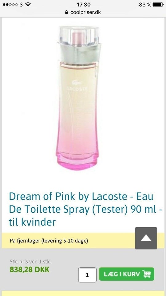 Stræbe Udelukke Revisor Eau de Toilette, Helt ny 90 ml, Lacoste - Dream of pink – dba.dk – Køb og  Salg af Nyt og Brugt