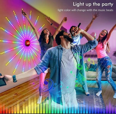 Lyskæde, Firework LED Strip Lys Kit Musik Sound App/fjernbetjening  styring RGB Color Changing & cha