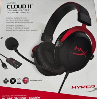 headset hovedtelefoner, Andet mærke, Hyperx Cloud II, Perfekt, Sælger mit hyperx Cloud II da jeg har