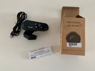 Webcam, Perfekt, Web Cam, Full HD 1080P sælges. Med lys.