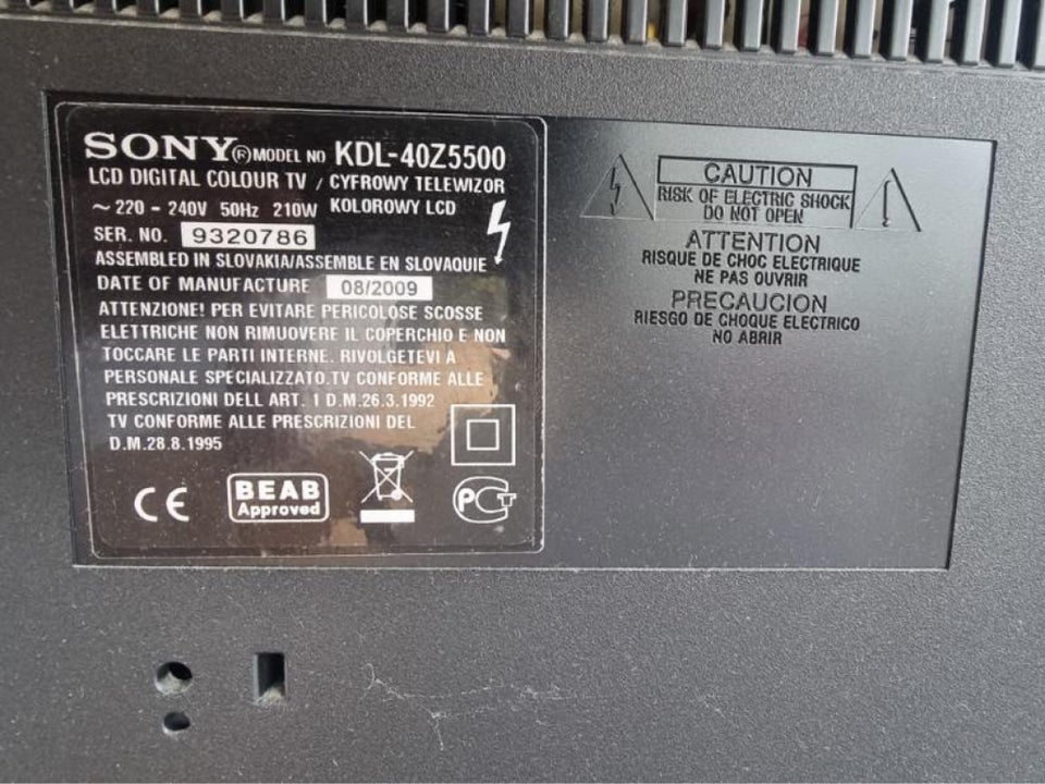 LCD, Sony, KDL-40Z5500