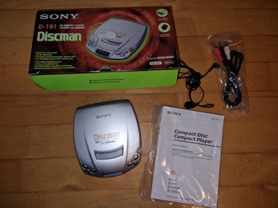 Discman, Sony, D-191, Perfekt, Næsten ubrugt, i original æske med ledninger.