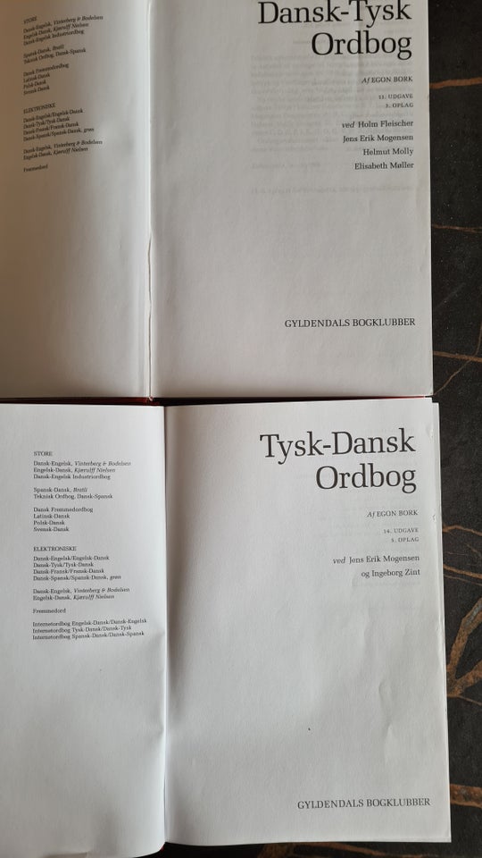 Ordbøger Dansk><Tysk og Dansk><Engelsk, Gyldendal, emne: