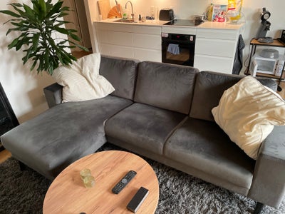 3-personers chaiselong sofa (vendbar) med velour 