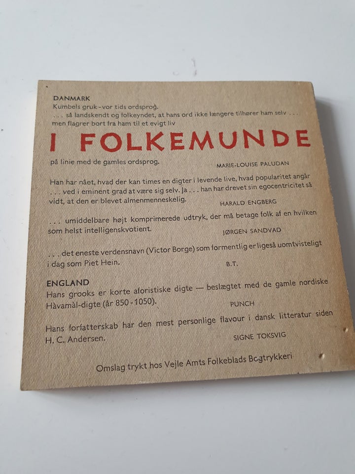 I folkemunde- korte Gruk 1, Piet Hein, genre: digte