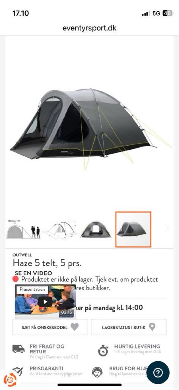 Lækkert outwell telt