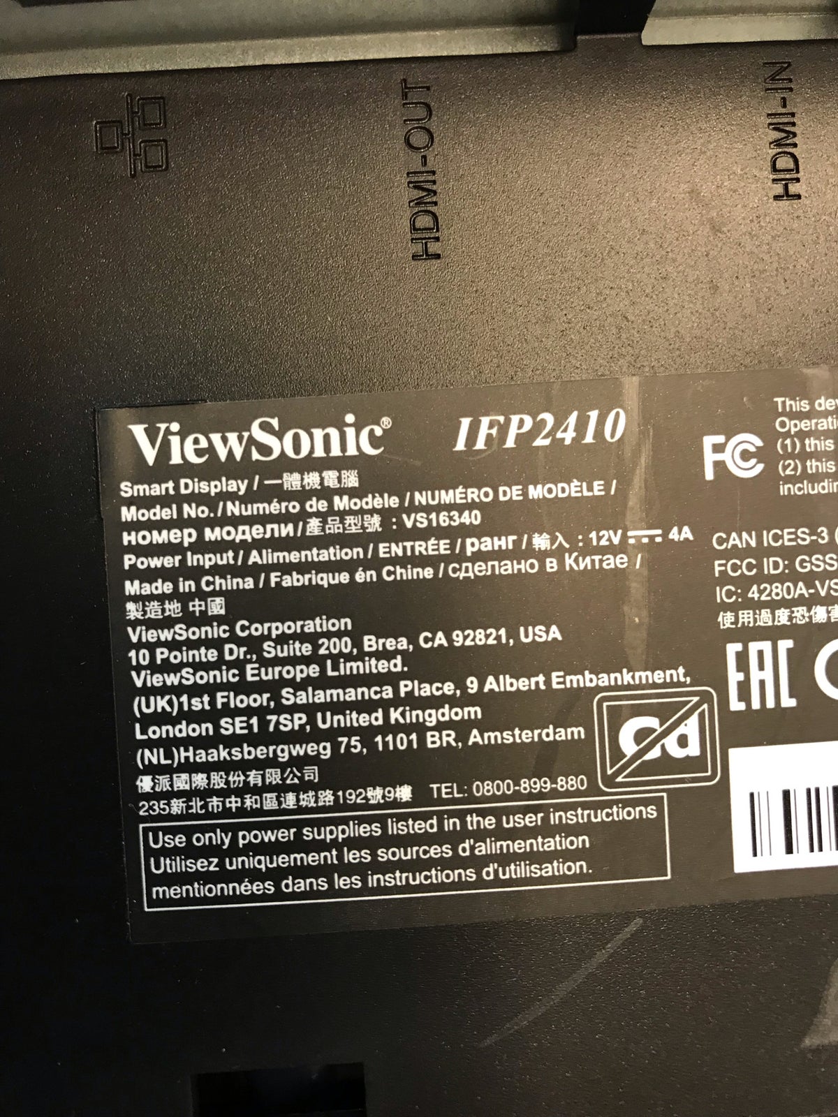 Viewsonic, Ifp2410, 24 tommer