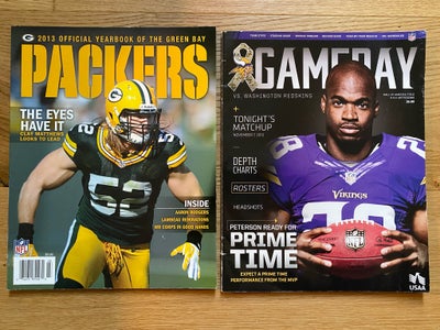 NFL-magasiner/programmer, Magasin, 25,- pr stk.

Green Bay Packers
Minnesota Vikings