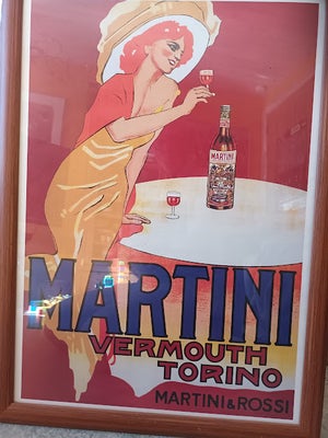 Plakat, motiv: Martini reklame, b: 55 h: 75, Indrammet plakat i pæn stand , rammemål. 55 x 75 cm , a