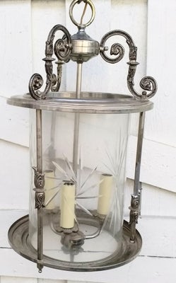 Pendel, Antik, Entre eller museum lampe. Meget elegant, diameter 30 cm, højde 50 cm. Glas, sølv elle