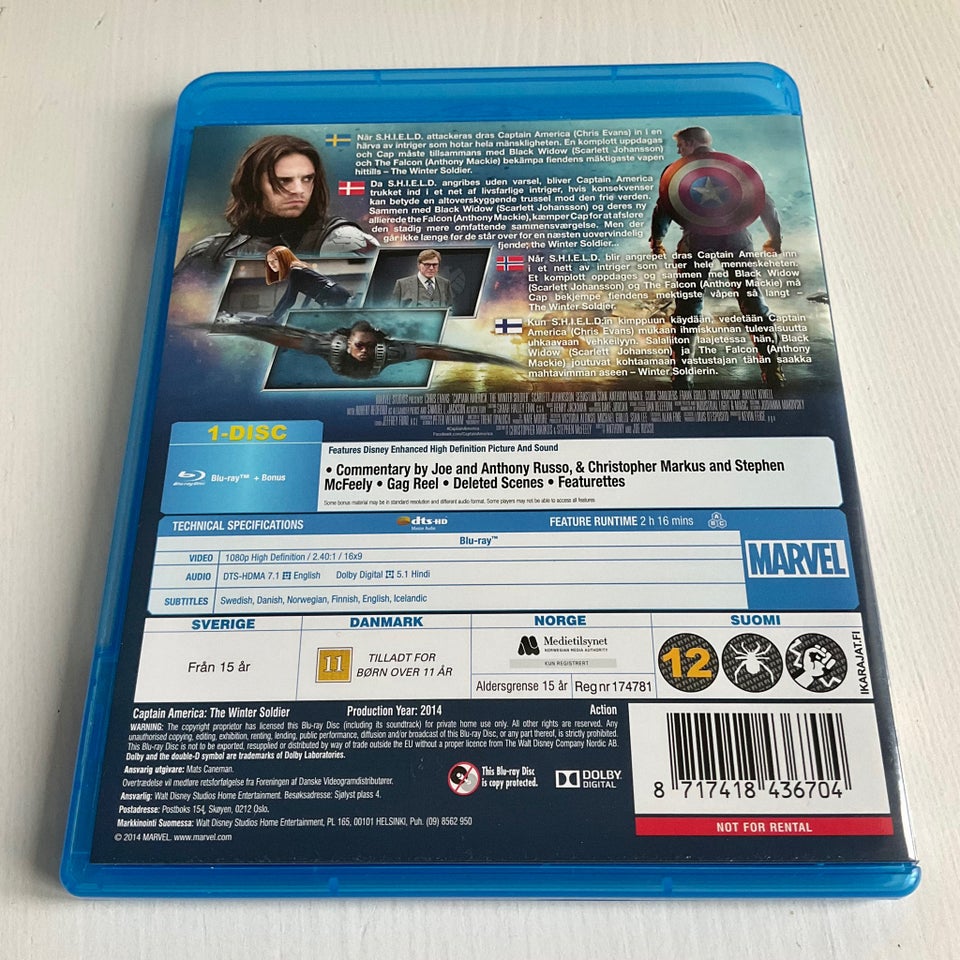 Captain America: The Winter Soldier, Blu-ray, action