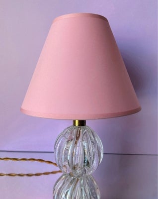 Anden bordlampe, Murano, Vintage Seguso Murano Bullicante lampe. Bordlampe med costume made lampeskæ